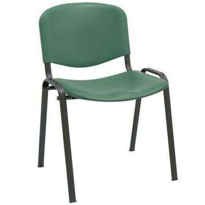 Silla de polipropileno verde con estructura metálica
