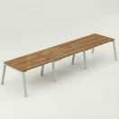 Mesa de reunión Enio terminación madera fresno con estructura metálica blanca