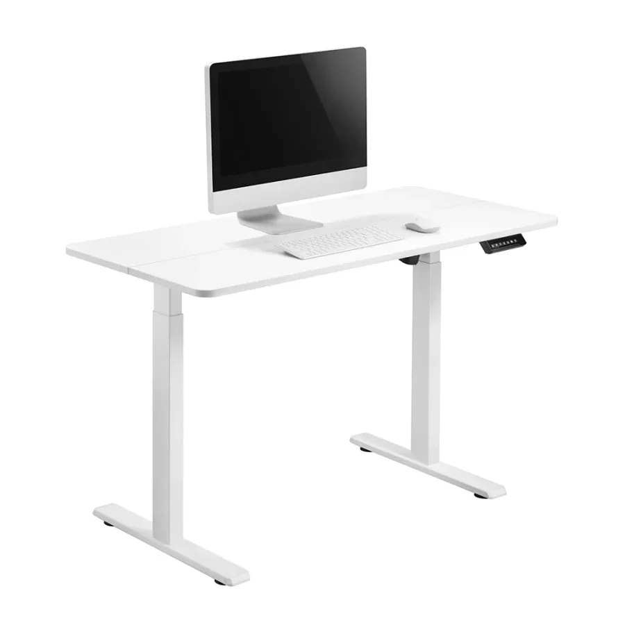 Escritorio ajustable blanco modelo New Prime con altura regulable y diseño moderno.
