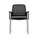 Silla Yes negra 4 patas con base cromada