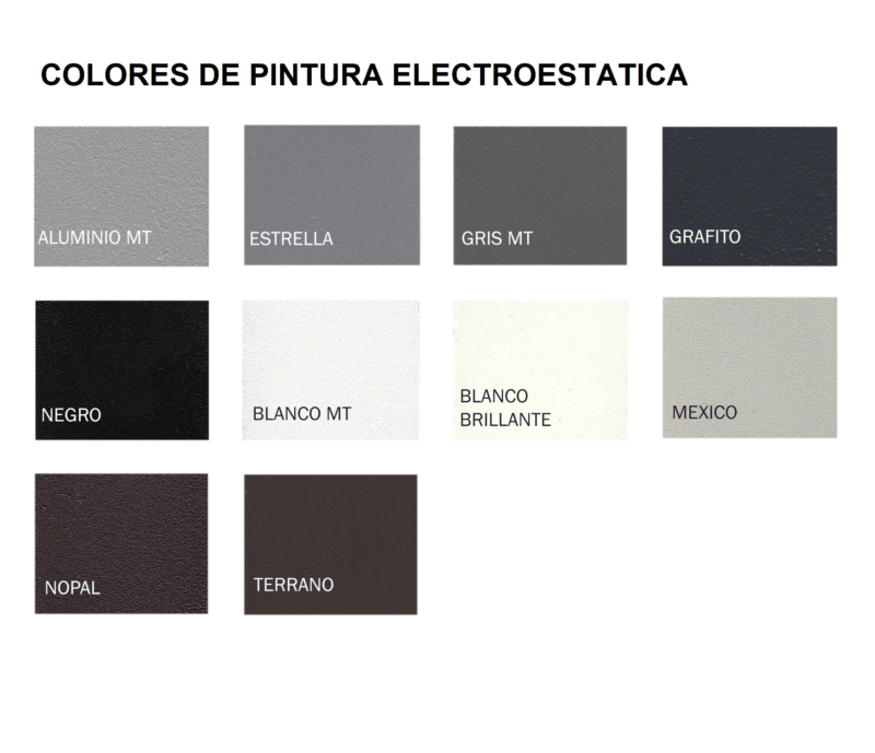 Muestrario colores de metal (pintura electrostática)