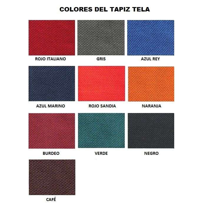 Muestra de colores disponibles para tapiz de tela.