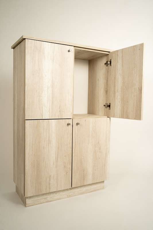 Vista posterior o lateral de Mueble Locker de Oficina, mobiliario de oficina con diseño para oficinas y espacios corporativos en Chile.