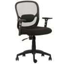 Silla Operativa Fast con respaldo de malla negra y asiento acolchado, vista diagonal completa.