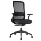 Silla de oficina malla negra vista 3/4, fondo blanco