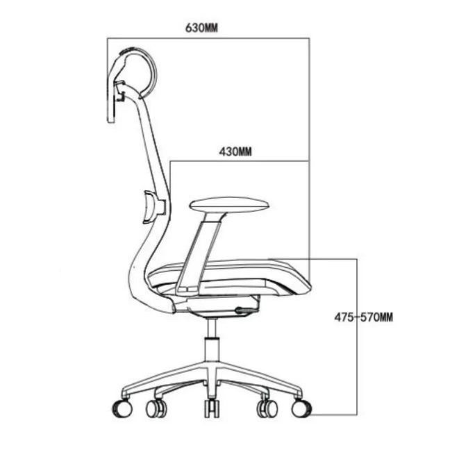 Vista de detalle de Silla Ejecutiva Bes, mueble para oficina en Chile.