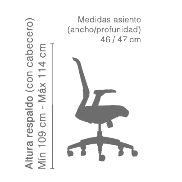 Vista de detalle de Silla Ejecutiva Atenea, mueble para oficina en Chile.