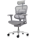 Vista posterior o lateral de Silla Gerencial Ergofit Gris Malla, sillones gerenciales con diseño para oficinas y espacios corporativos en Chile.