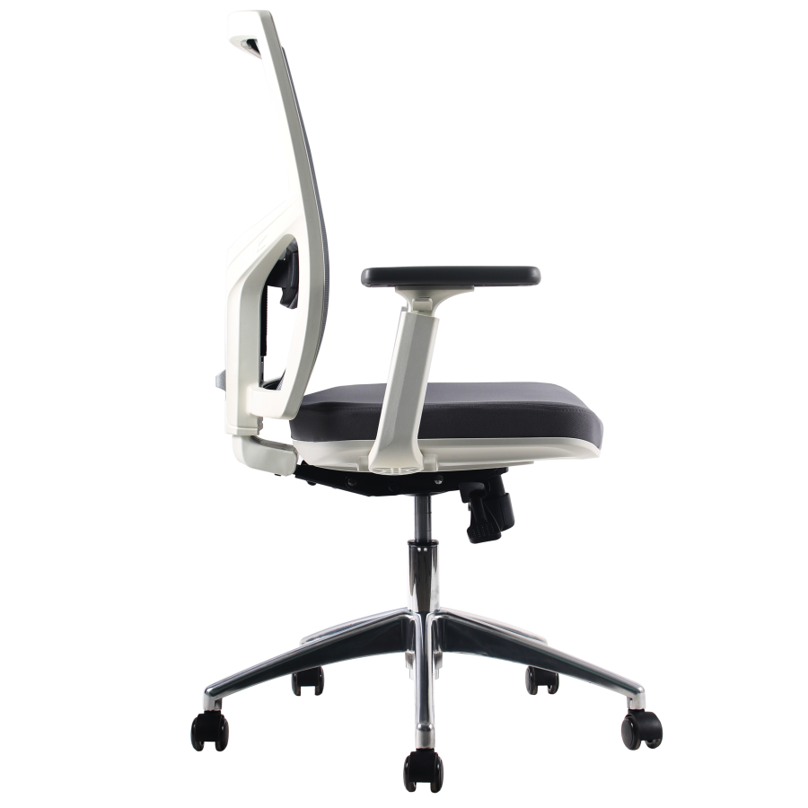 Vista frontal de Silla Ejecutiva Focus Blanca, sillas ejecutivas para oficina, recepción o espacios de trabajo en Chile.