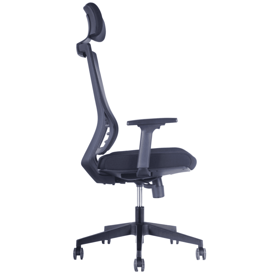 Vista posterior o lateral de Silla Ejecutiva Goya, sillas ejecutivas con diseño para oficinas y espacios corporativos en Chile.