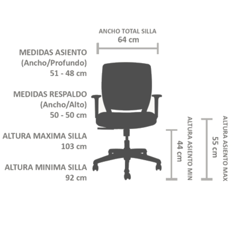 Vista de detalle de Silla Operativa Job, mueble para oficina en Chile.