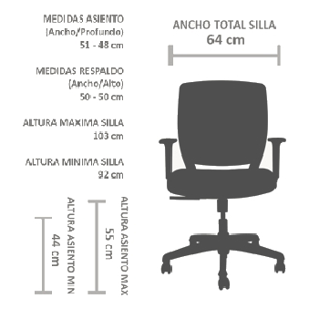 Vista de detalle de Silla Operativa Job Gris, mueble para oficina en Chile.