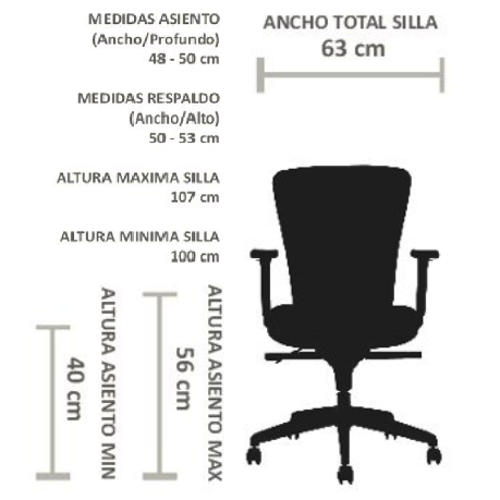 Vista de detalle de Silla Ejecutiva Leep, mueble para oficina en Chile.