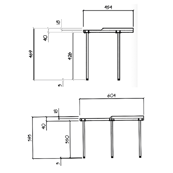 Vista de detalle de Mesa Orion, mueble para oficina en Chile.