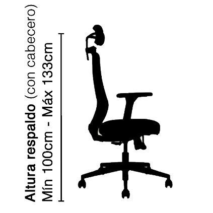 Vista de detalle de Silla Ejecutiva Rolla, mueble para oficina en Chile.