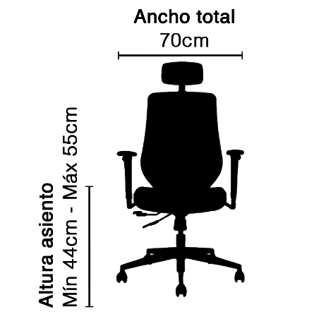 Vista de detalle de Silla Ejecutiva Rolla, mueble para oficina en Chile.
