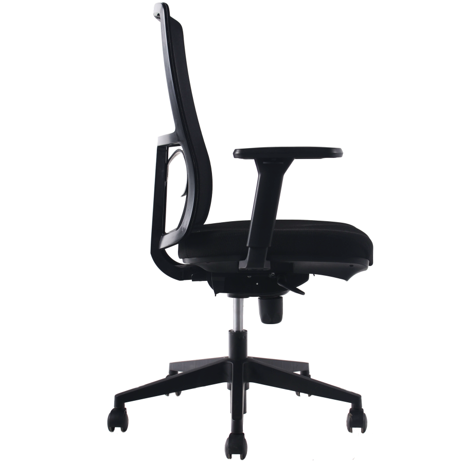 Vista posterior o lateral de Silla Ejecutiva Tela, sillas ejecutivas con diseño para oficinas y espacios corporativos en Chile.