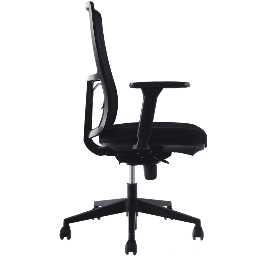 Vista posterior o lateral de Silla Ejecutiva Tela, sillas ejecutivas con diseño para oficinas y espacios corporativos en Chile.