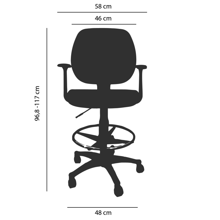 Vista de detalle de Silla Cajero Genova, mueble para oficina en Chile.