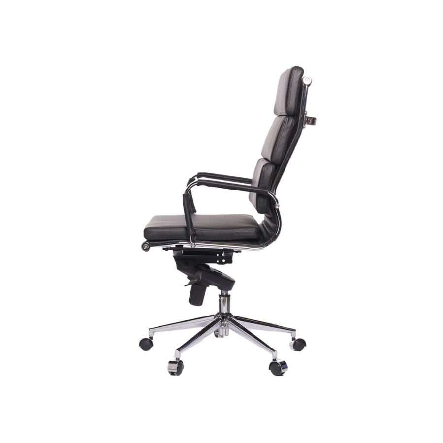 Vista posterior o lateral de Sillón Gerencial Priamo Alto, sillones gerenciales con diseño para oficinas y espacios corporativos en Chile.