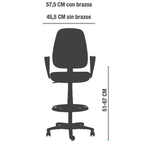 Vista de detalle de Silla Cajero Rudy Alta, mueble para oficina en Chile.