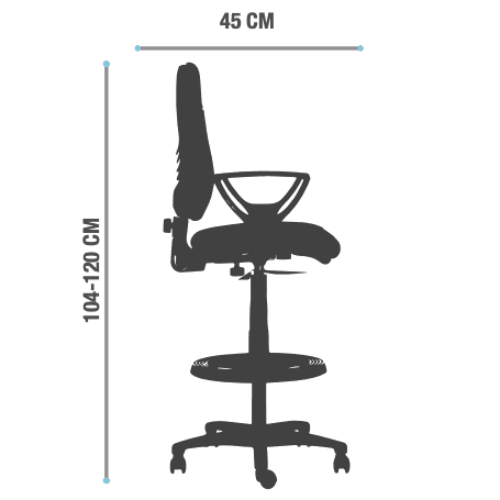 Vista de detalle de Silla Cajero Rudy Alta, mueble para oficina en Chile.