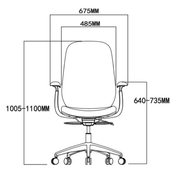 Vista de detalle de Silla Ejecutiva Slim, mueble para oficina en Chile.