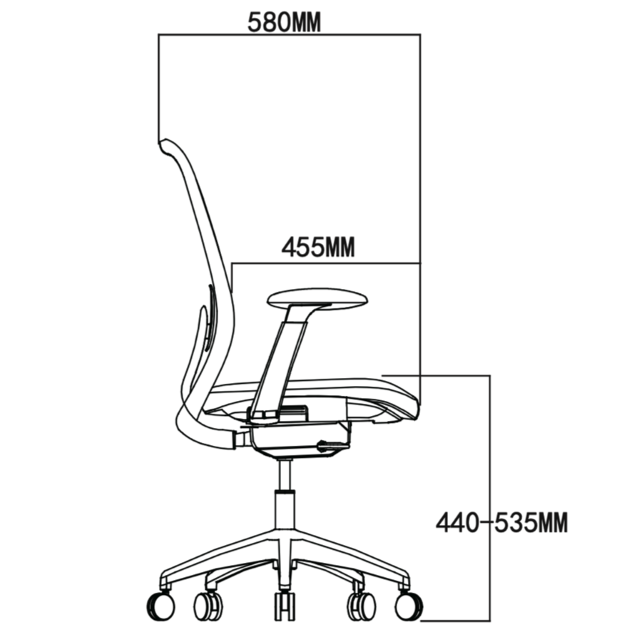 Vista de detalle de Silla Ejecutiva Slim, mueble para oficina en Chile.