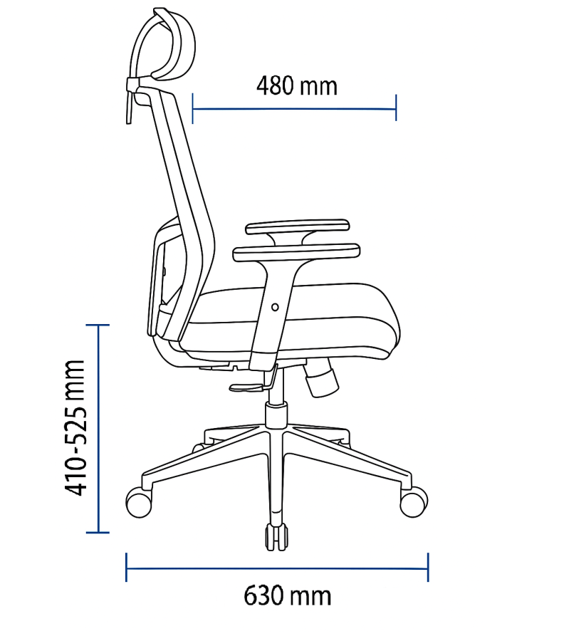 Vista de detalle de Silla Ejecutiva Khaus 2.0 New Slider, mueble para oficina en Chile.