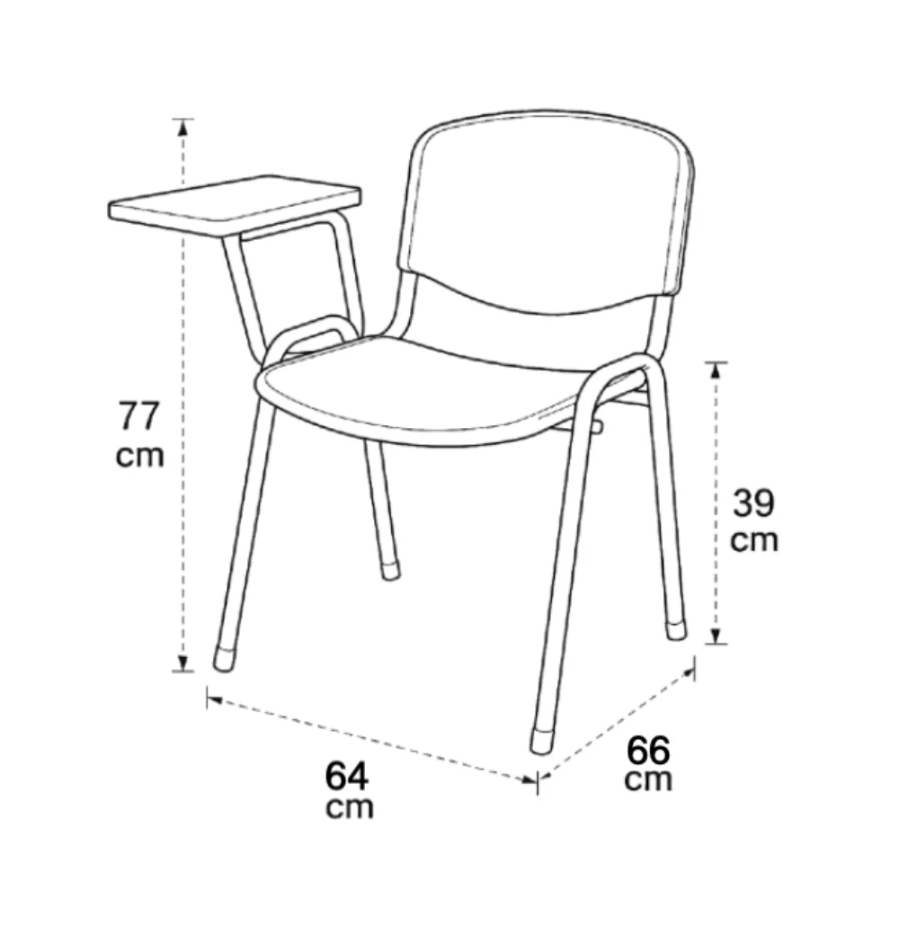 Vista de detalle de Silla Universitaria Isosceles Polipropileno, mueble para oficina en Chile.