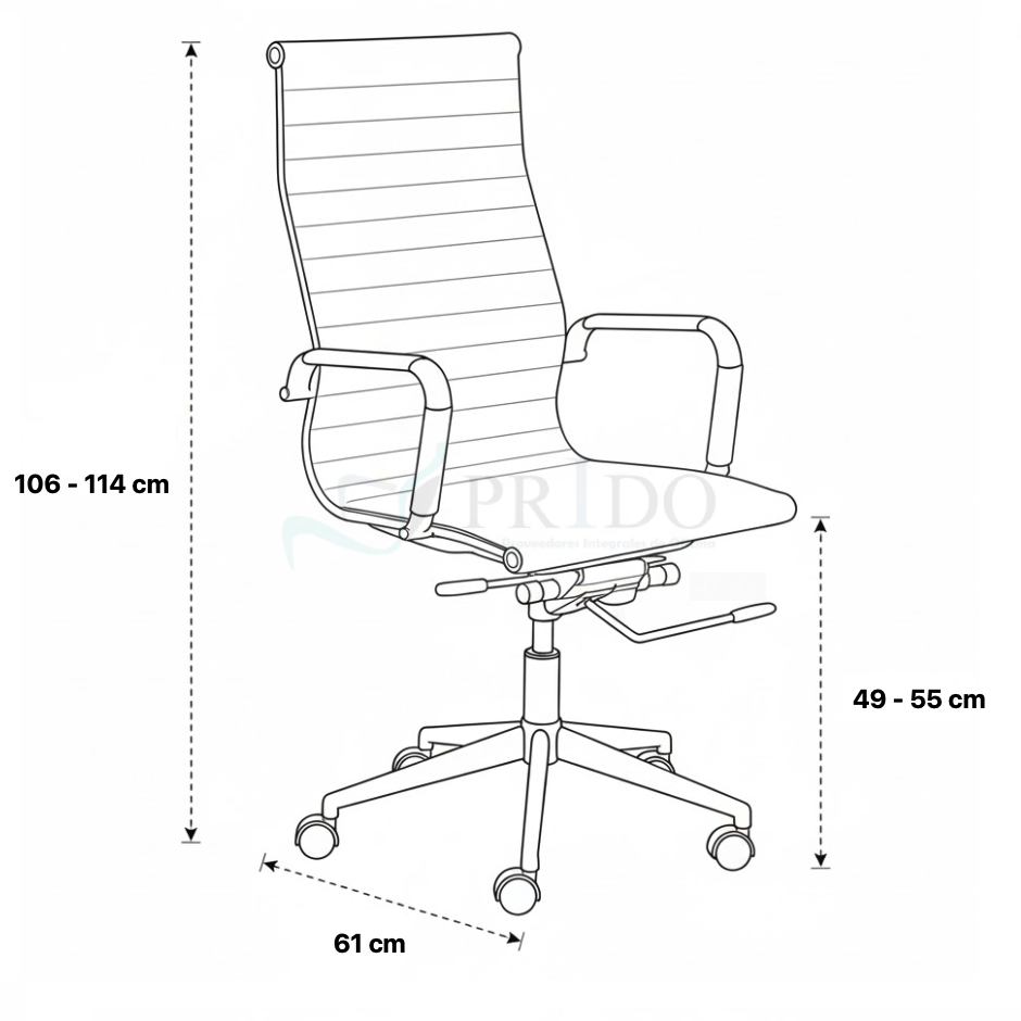 Vista de detalle de Silla Gerencial Bishop Alta, mueble para oficina en Chile.