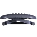 Reposapiés ergonómico con superficie antideslizante y base regulable para mejorar postura.