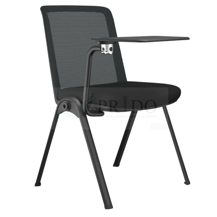 Silla Delta de aula con paleta escamoteable y respaldo ventilado.