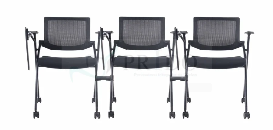Silla escolar Elba móvil con paleta y cuatro ruedas.
