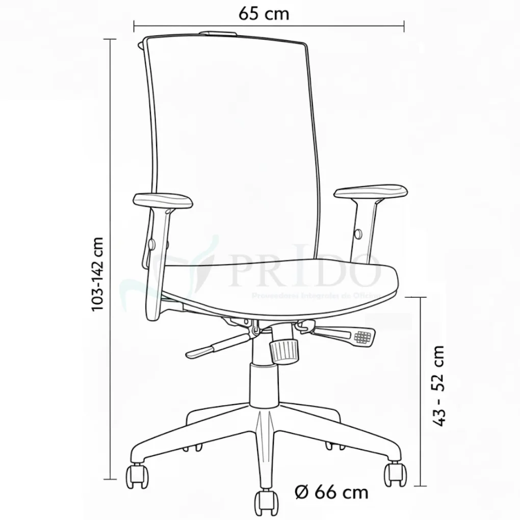Vista de detalle de Silla Ejecutiva Focus, mueble para oficina en Chile.