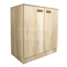 Mueble organizador de dos puertas en melamina color natural.