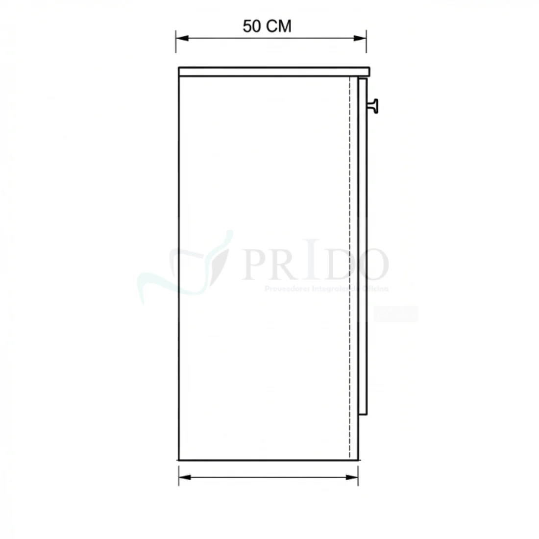 Diagrama lateral de mueble base con profundidad de 50 cm.