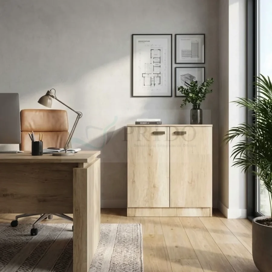 Imagen ambientada de Mueble Base de Oficina, mobiliario de oficina para oficinas, espacios corporativos y home office en Chile.