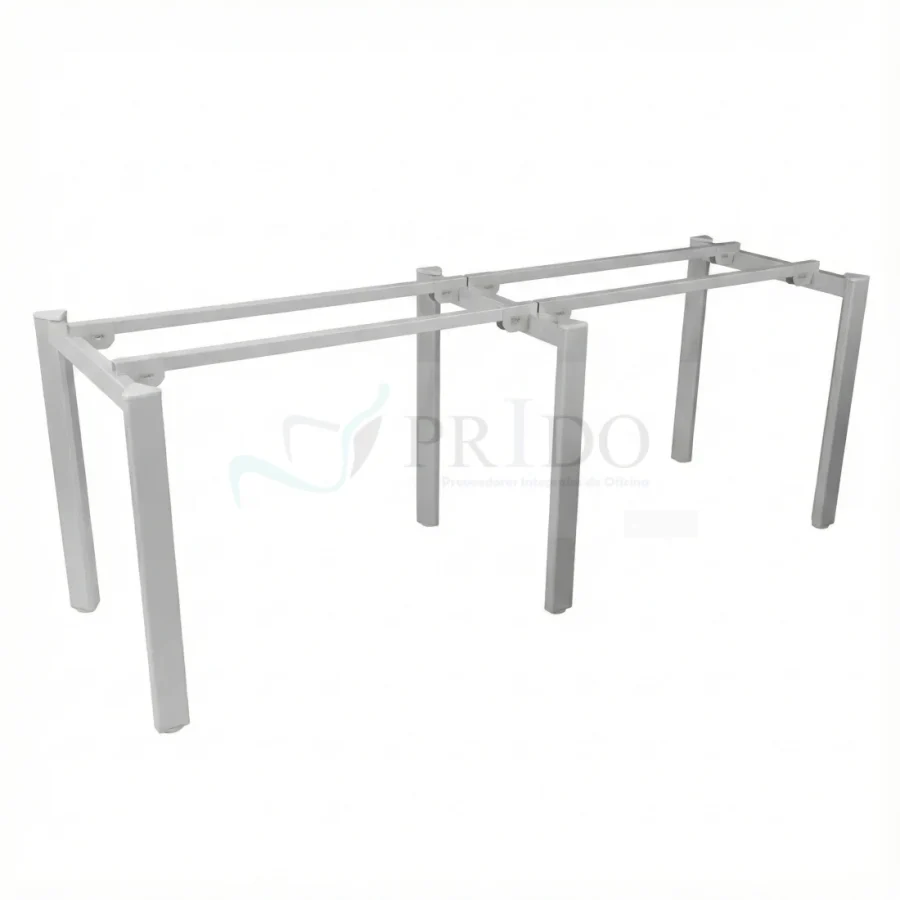 Estructura metálica de mesa de reunión Elpis en color gris, base sin cubierta, imagen en fondo blanco.