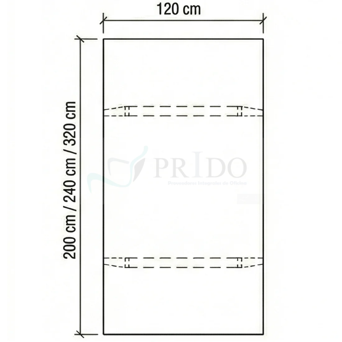Diagrama de dimensiones mesa de reunión Enio Línea Fluxo con largo 200, 240 o 320 cm y ancho 120 cm