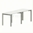 Mesa de reunión Hestia con cubierta blanca y patas metálicas grises, imagen de producto en fondo blanco.