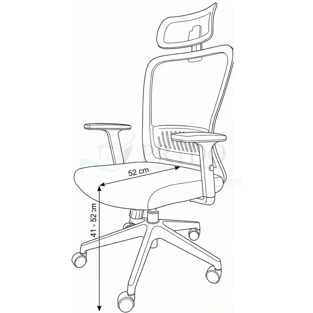Vista de detalle de Silla Ejecutiva Eko Ergo, mueble para oficina en Chile.