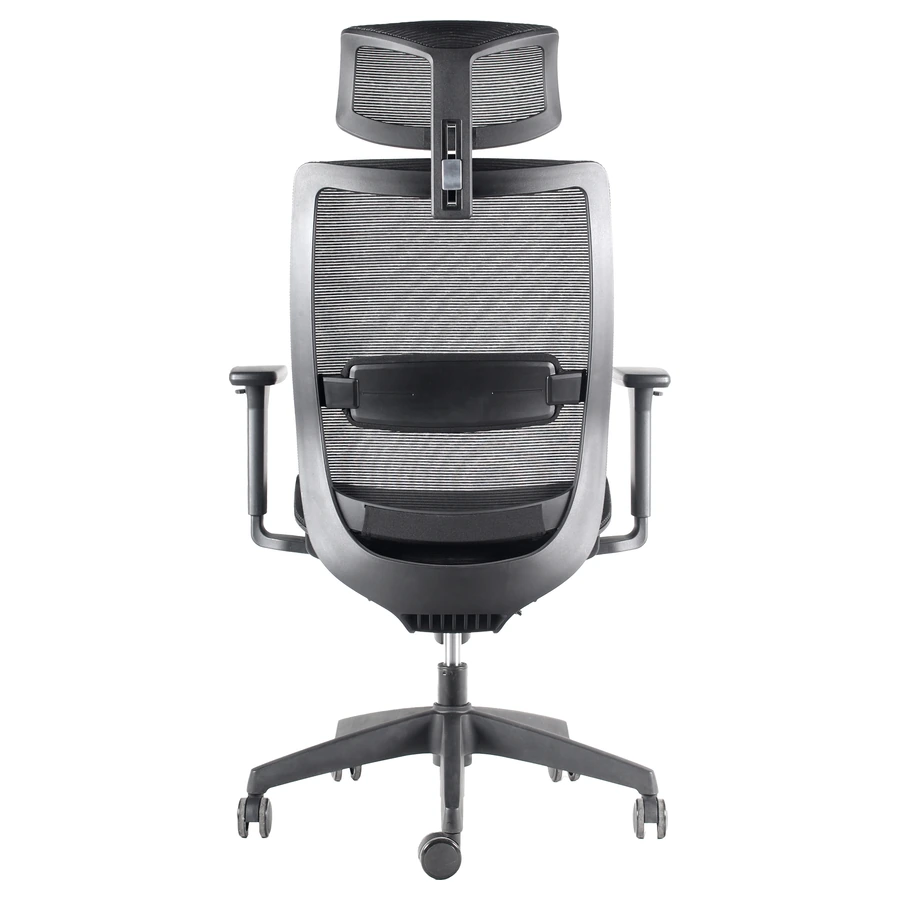 Silla ejecutiva Apolo con cabecero, base de nylon, vista trasera - Prido