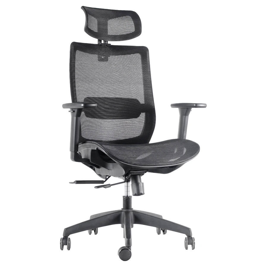 Silla ejecutiva Apolo con cabecero y brazos 3D, vista tres cuartos - Prido