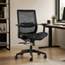 Silla ejecutiva Apolo sin cabecero en malla negra en home office - Prido