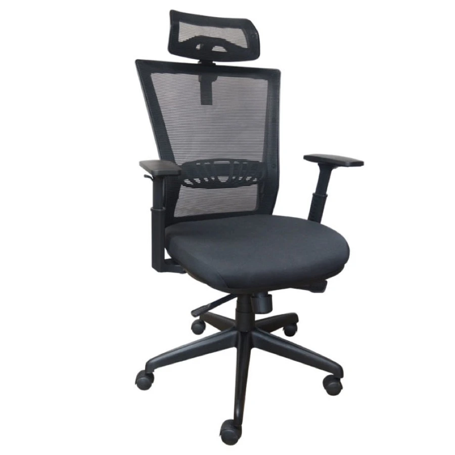 Silla operativa Athomik en malla con cabecero regulable, vista frontal