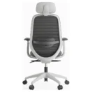 Silla ejecutiva Budi gris con cabecero, base de nylon, vista trasera - Prido