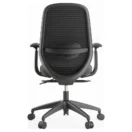 Silla ejecutiva Budi negra sin cabecero, base de nylon, vista trasera - Prido