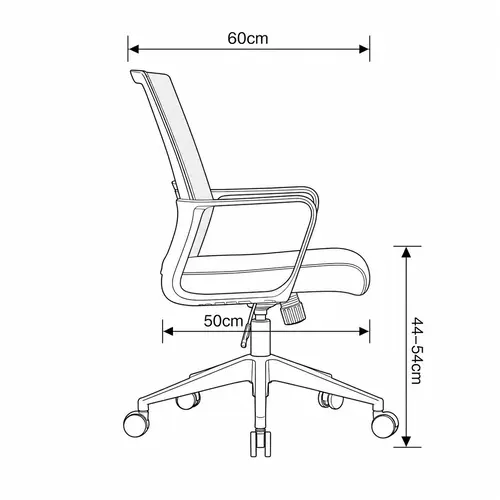 Medidas de la silla Dynamic, vista lateral