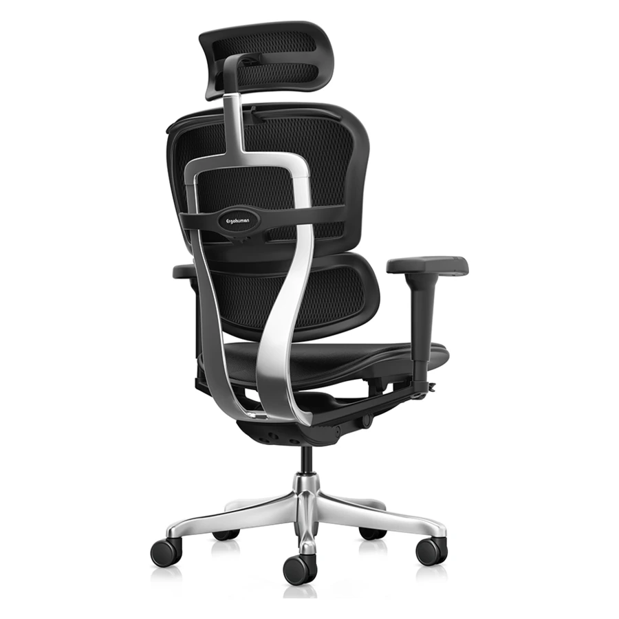 Silla ergonómica Ergohuman Ultra Cuero negra, vista tres cuartos frontal - Prido